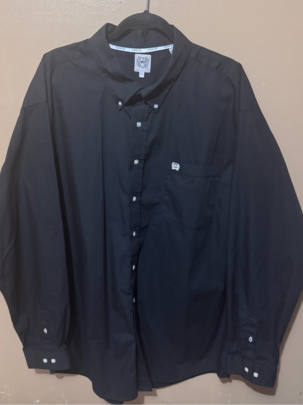 Cinch Men's Size XXL Black Long Sleeve Western Button Down Shirt 2XL